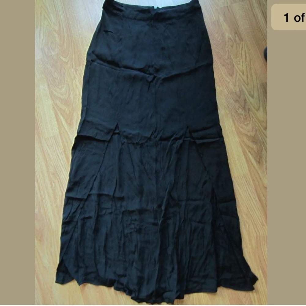 New Look Black 2 Front Slits Maxi Long Skirt Soft New Size 4 US 8 UK Flowy Soft